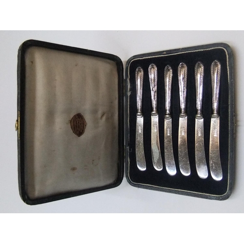 104 - Cased set of Antique British silver handled knives