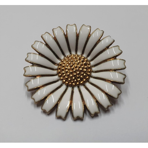 38 - Georg Jensen silver & enamel daisy brooch

Stamped 