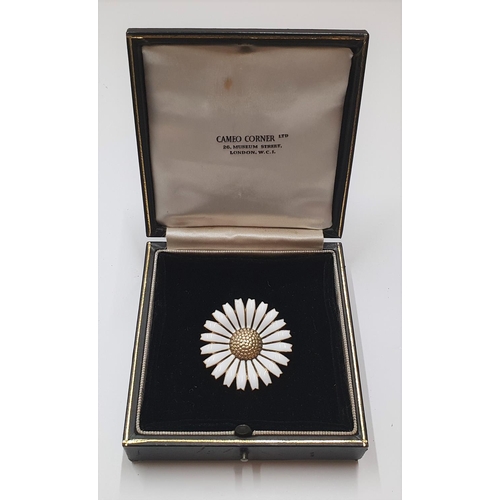 39 - Large, Georg Jensen silver & enamel daisy brooch

Stamped 