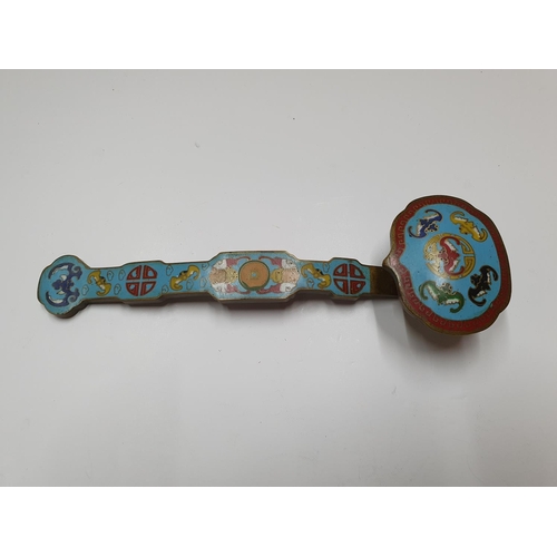 170 - Chinese bronze and enamel incense burner, signed to underside 

20 cm long