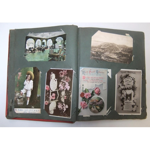 252 - Antique Post-card album with approx 120 postcards, with portrait and topographical postcards