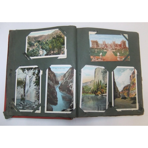 252 - Antique Post-card album with approx 120 postcards, with portrait and topographical postcards