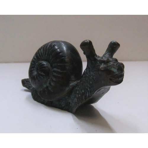 171 - Antique, unmarked, Chinese, solid bronze, Snail,

13 cm long