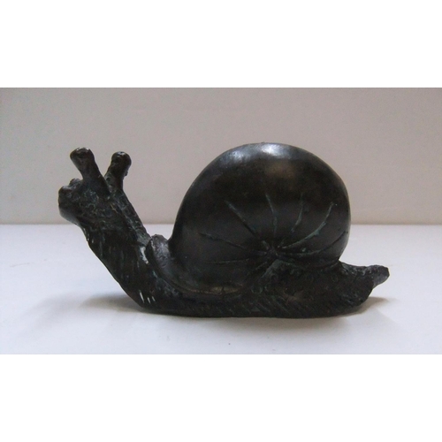 171 - Antique, unmarked, Chinese, solid bronze, Snail,

13 cm long