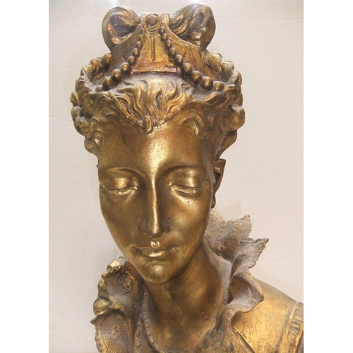 180 - Unmarked gilt coloured plaster bust of lady, 

66 cm tall,

Appears in complete condition, possibly ... 