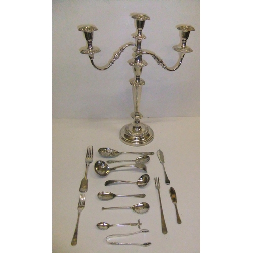 198 - Good quality silver plated candelabra & a small quantity of silver plated cutlery