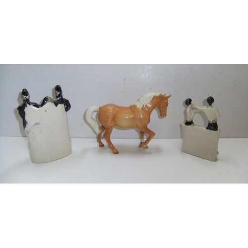 149 - Beswick pony & 2 staffordshire flatbacks including 