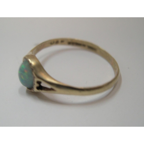 86 - 9ct yellow gold & opal ring

Approx 0.9 grams gross,             size K