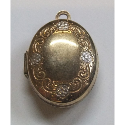 54 - 9ct bi-coloured gold ladies locket

approx 1.5 grams