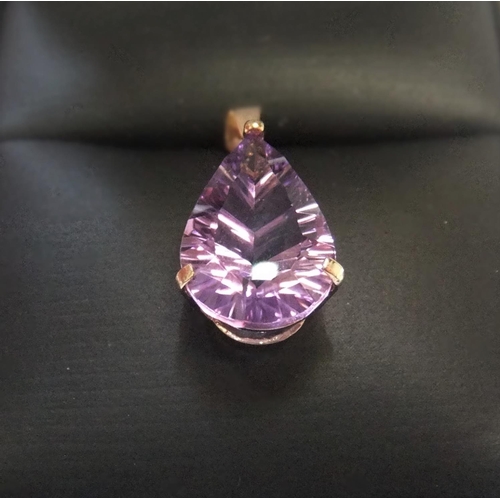 44 - Large solitaire pear cut amethyst set in 9ct yellow imported gold

Aprrox 1.3 grams gross,