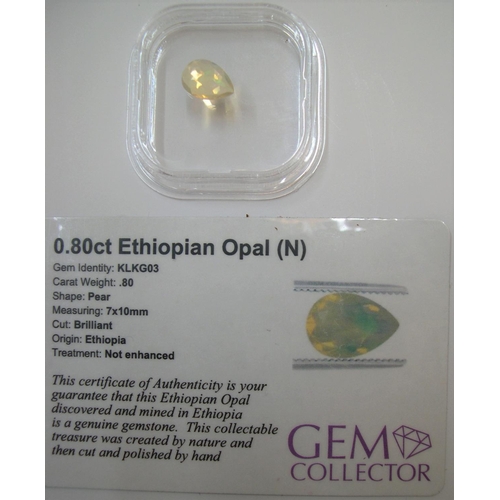 12 - Certified Ethiopian opal, Pear cut, 0.8ct