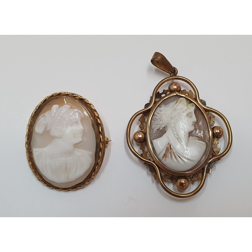 101 - 2 antique cameo brooches