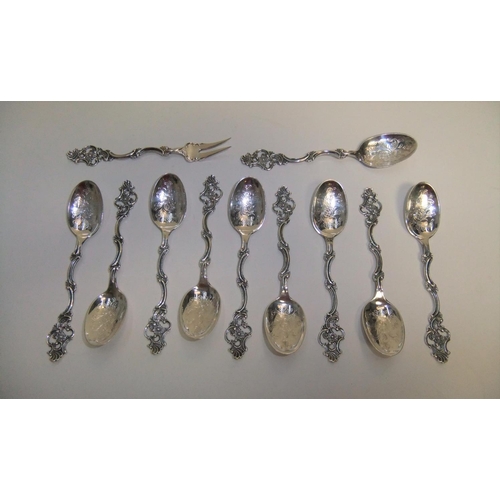 140 - T H Marthinsen Norway silver spoons (9) & 1 fork

90 grams