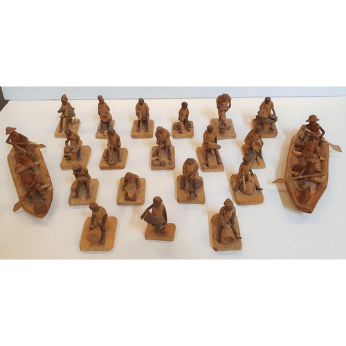 14 - Collection of 20 Nigerian 1970s thorn-wood figure carvings (20)