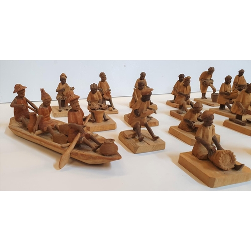 14 - Collection of 20 Nigerian 1970s thorn-wood figure carvings (20)