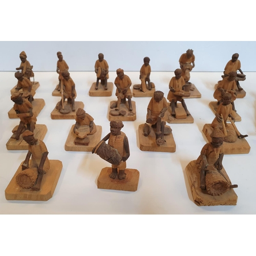 14 - Collection of 20 Nigerian 1970s thorn-wood figure carvings (20)