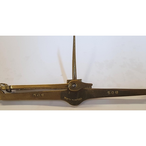 21 - Cased set of Scales and weights complete with wooden screw in base