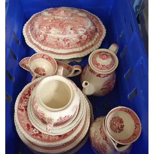 48 - Box of antique Staffordshire transferware dinner service with lidded tureen (Qty)

Overall in very g... 