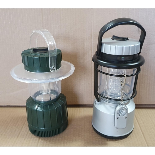 54 - Various items to include a box of jelly molds & plates, 10 ceramic plant pots & 2 new camping lamps ... 