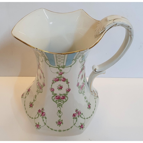 61 - Old Whieldon Ware water jug and transfer printed milk jug, together with 3 Staffordshire milk jugs w... 