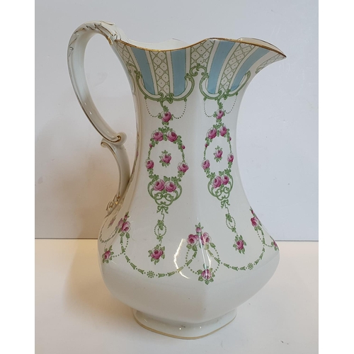 61 - Old Whieldon Ware water jug and transfer printed milk jug, together with 3 Staffordshire milk jugs w... 