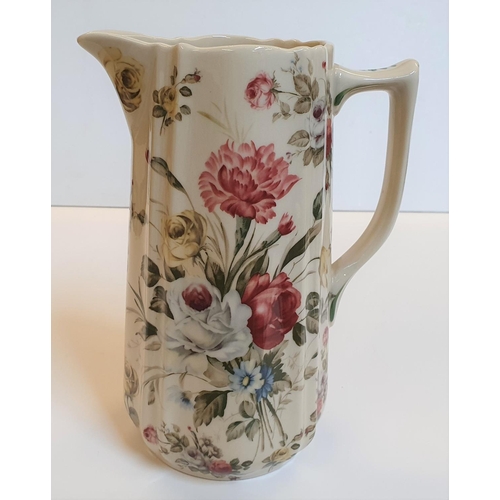 61 - Old Whieldon Ware water jug and transfer printed milk jug, together with 3 Staffordshire milk jugs w... 