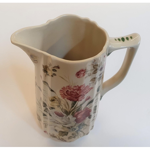 61 - Old Whieldon Ware water jug and transfer printed milk jug, together with 3 Staffordshire milk jugs w... 