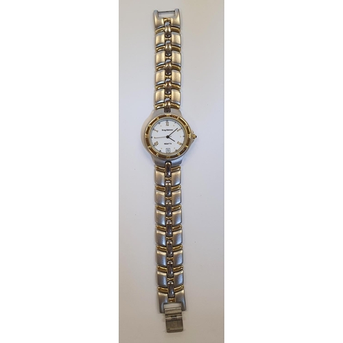 88 - Boxed, Krug-Bauman gents Regatta white dial, Two-Tone strap watch, compete with papers etc