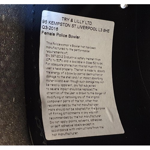 115 - Female police Bowler hat by Try & Lilly Ltd of Liverpool with Northumbria cap badge,

size 54 (6 1/4... 