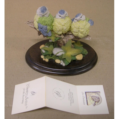 20 - 3 baby bluetits, country artists, hand-painted by Tim Smith, compete with certificate,

15 cm across... 