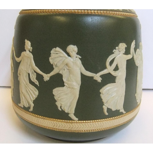 25 - Carltonware - Jasperware biscuit barrel,

17cm high