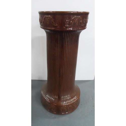 65 - Brown glazed 2-part jardinière in good condition