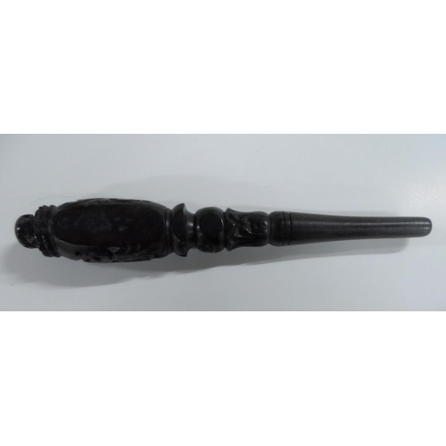 45 - antique Victorian carved hardwood smoking pipe stem