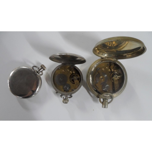 99 - 3 white metal antique pocket watches (2 a/f)