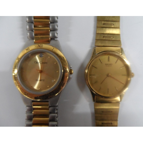 104 - 2 gents metal strapped wrist watches, 1 by Oleg Cassini, the other by Seiko