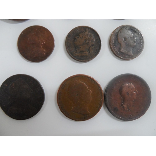 110 - Georgian & Victorian copper coins, earliest example 1750, 1d, 1/2d & 1 foreign example etc (14)