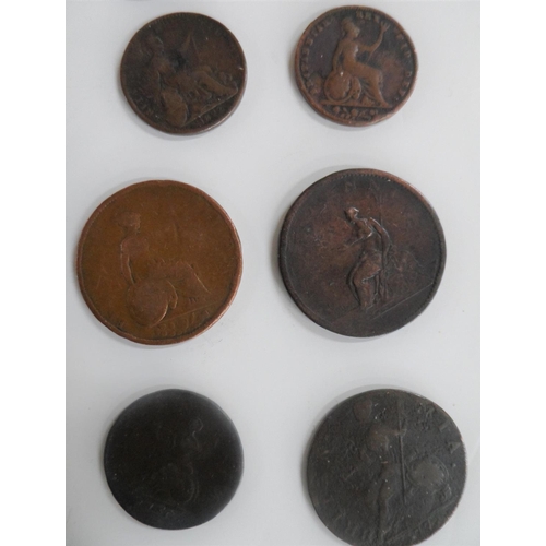 110 - Georgian & Victorian copper coins, earliest example 1750, 1d, 1/2d & 1 foreign example etc (14)