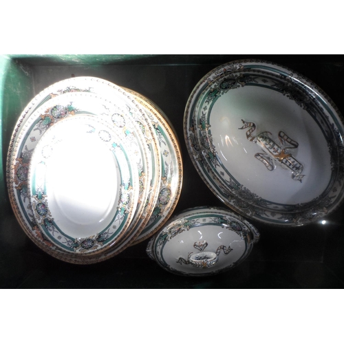 29 - 2 boxes of antique Hebe TR & P dinner service to include meat plates, tureens & plates etc (Large qu... 