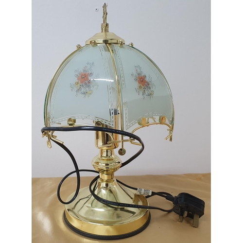 180 - Floral metal & glass table lamp (1) 

38cm high