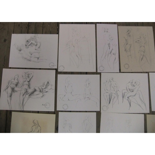 120 - 12, Peter COLLINS (1923-2001) pencil female nudes/figure studies largest size Approx  29 x 32 cm