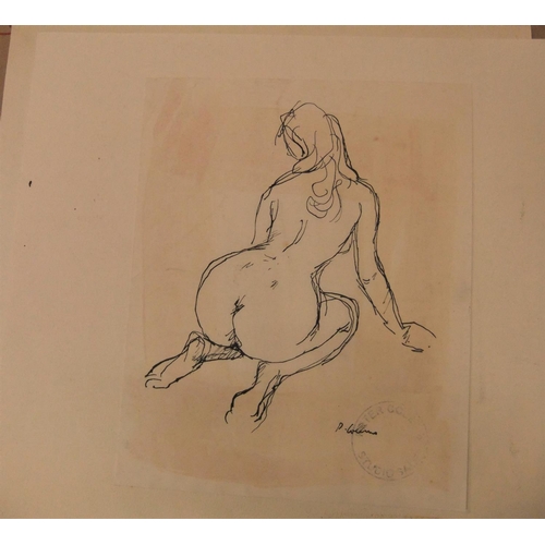 120 - 12, Peter COLLINS (1923-2001) pencil female nudes/figure studies largest size Approx  29 x 32 cm