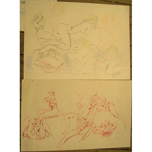 125 - 9 large Peter COLLINS (1923-2001) differing mediums, female nudes/figure studies, 

Approx average s... 