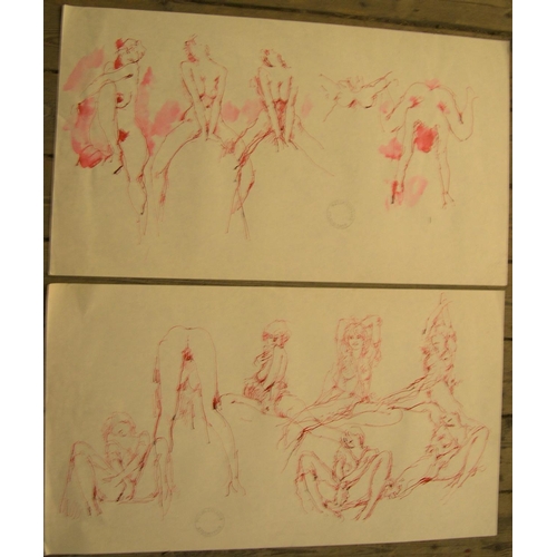 125 - 9 large Peter COLLINS (1923-2001) differing mediums, female nudes/figure studies, 

Approx average s... 