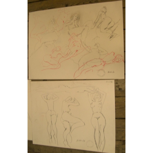 125 - 9 large Peter COLLINS (1923-2001) differing mediums, female nudes/figure studies, 

Approx average s... 