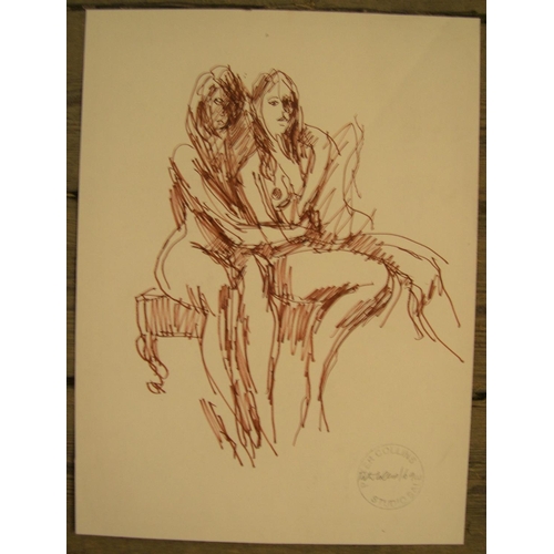 126 - 5, Peter COLLINS (1923-2001) pen & pencil, female nudes/figure studies, 

Approx average size 32 x 2... 