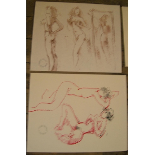 131 - 5, Peter Collins (1923-2001) coloured chalks, female nudes posing, 

Approx average size is 33 x 42 ... 