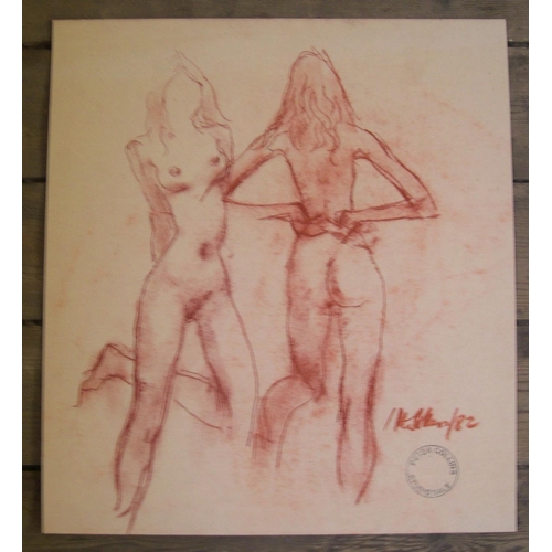 131 - 5, Peter Collins (1923-2001) coloured chalks, female nudes posing, 

Approx average size is 33 x 42 ... 