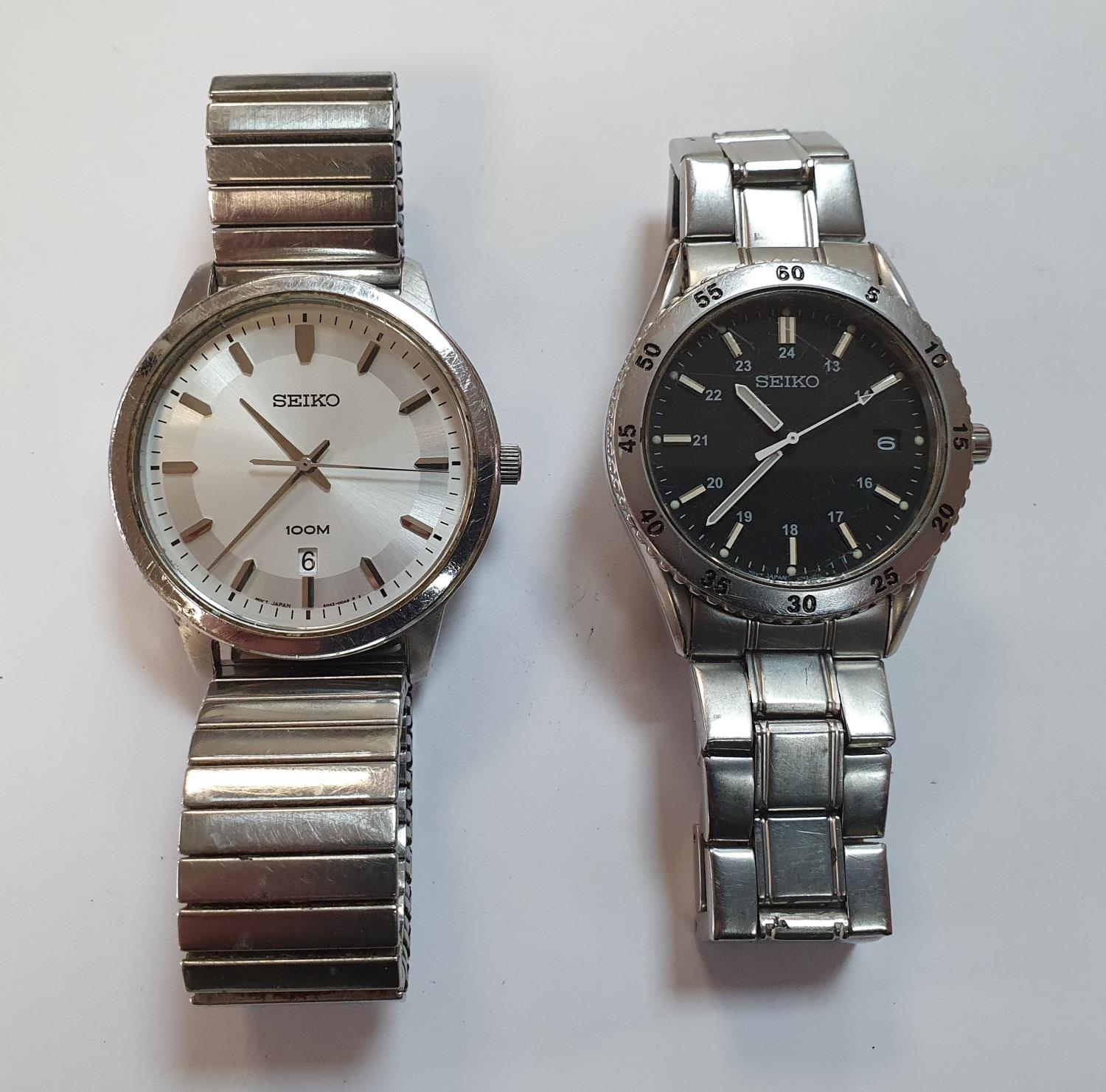 Two gents Seiko watches, both water resistant & both with stainless steel  straps (2), V742-8080 and