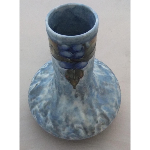 138 - Stylised vintage Cranston pottery vase with grapes & leaves on mottled blue & grey ground

29 cm hig... 