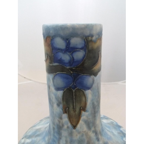 138 - Stylised vintage Cranston pottery vase with grapes & leaves on mottled blue & grey ground

29 cm hig... 